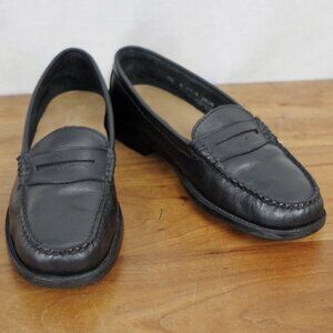 Bass Kathleen Black Leather Penny Loafers Size 6.5M
